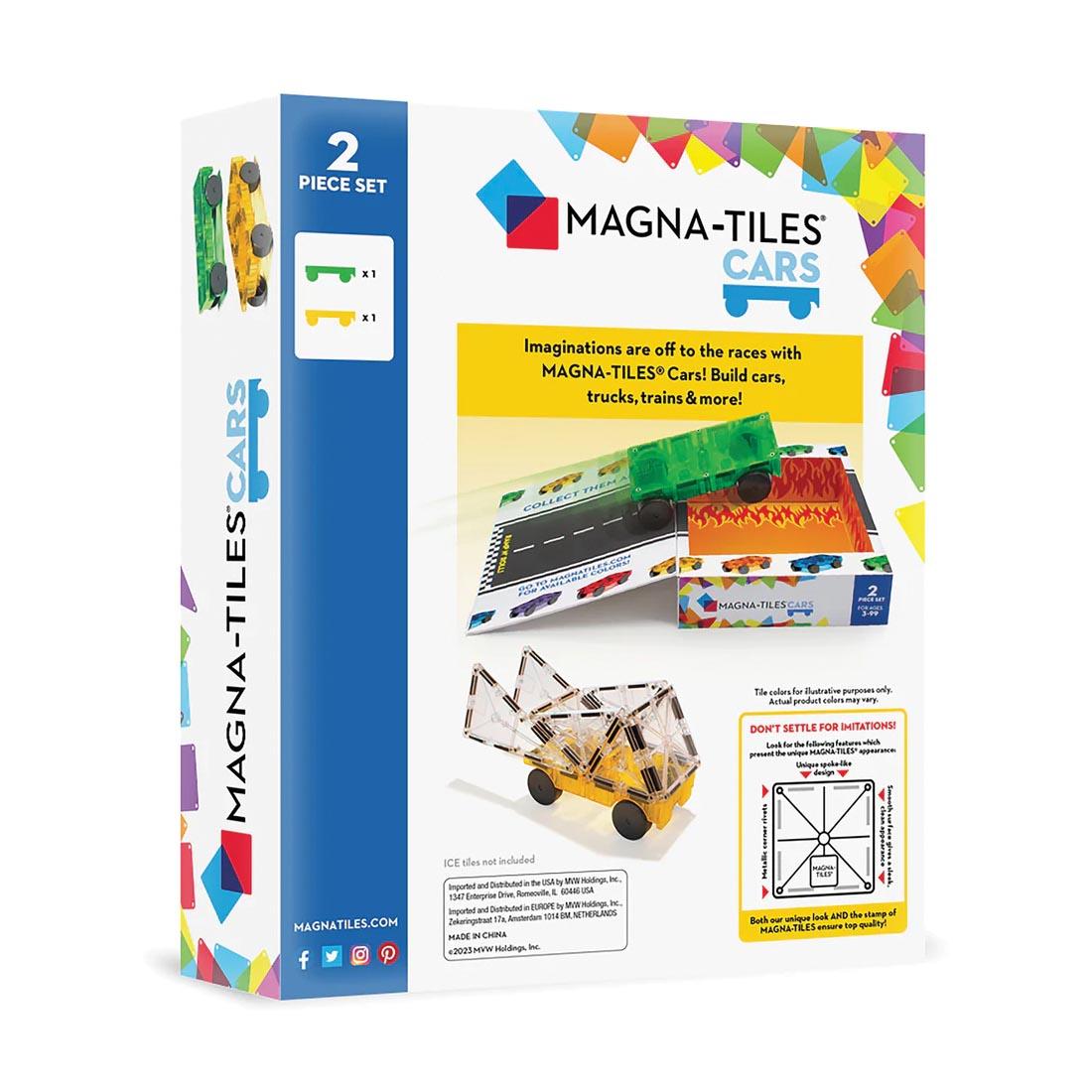 Back of box of Magna-Tiles Cars Expansion Set