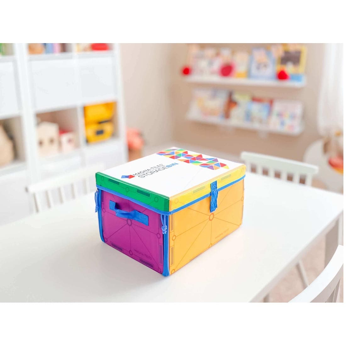 Magna-Tiles Storage Bin with lid on