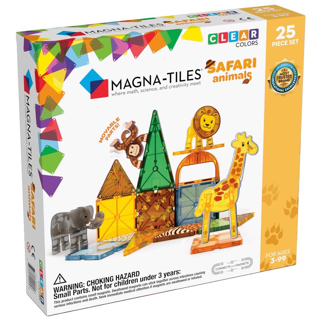 Front of box for the Magna-Tiles Safari Animals 25-Count Set