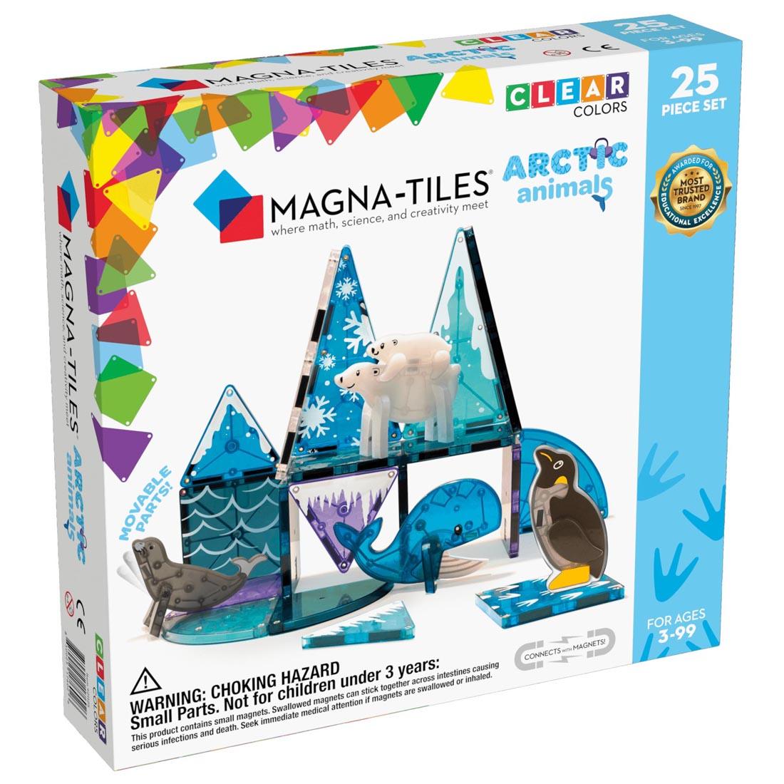 Front of box of the Magna-Tiles Arctic Animals 25-Count Set