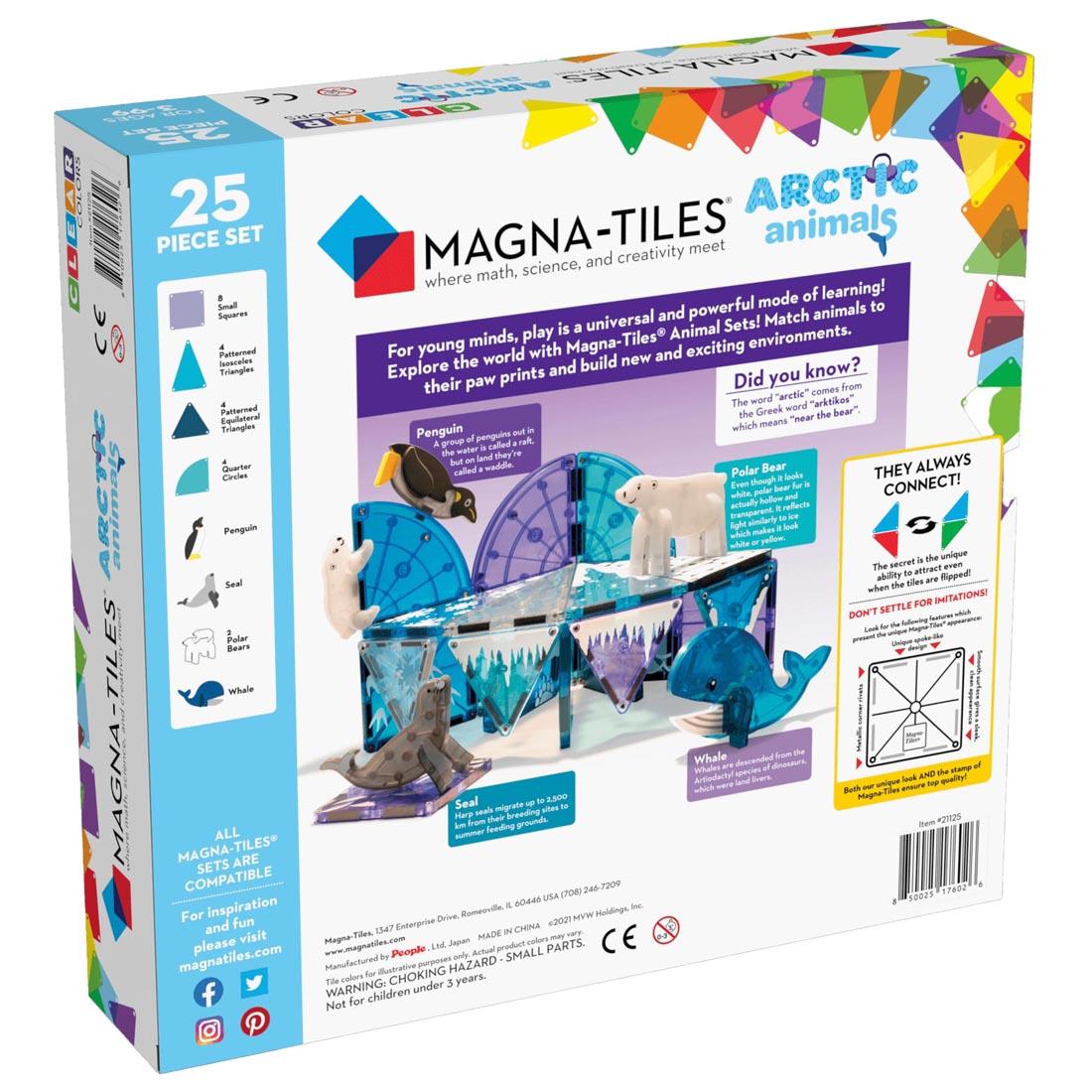 Back of box of the Magna-Tiles Arctic Animals 25-Count Set