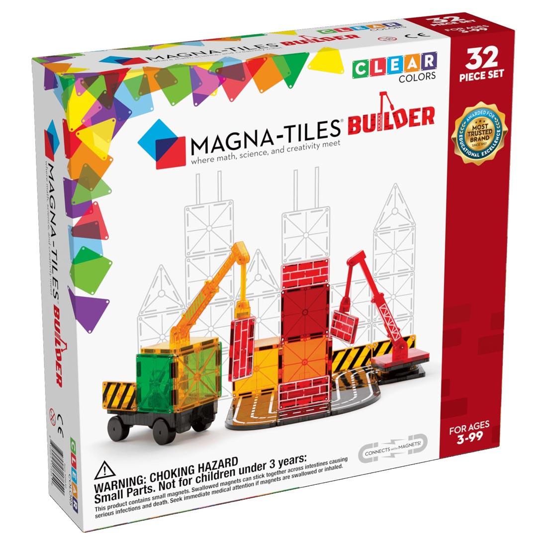 Front of box of the Magna-Tiles Builder 32-Count Set