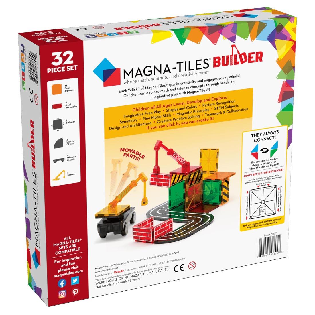 Back of box of the Magna-Tiles Builder 32-Count Set