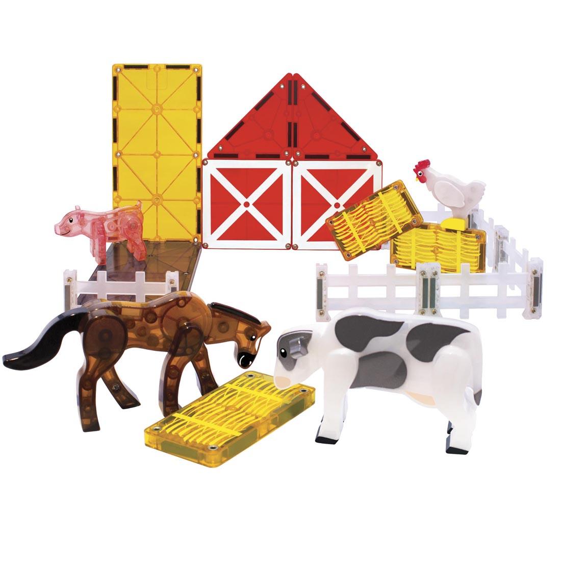 contents from the Magna-Tiles Farm Animals 25-Piece Set