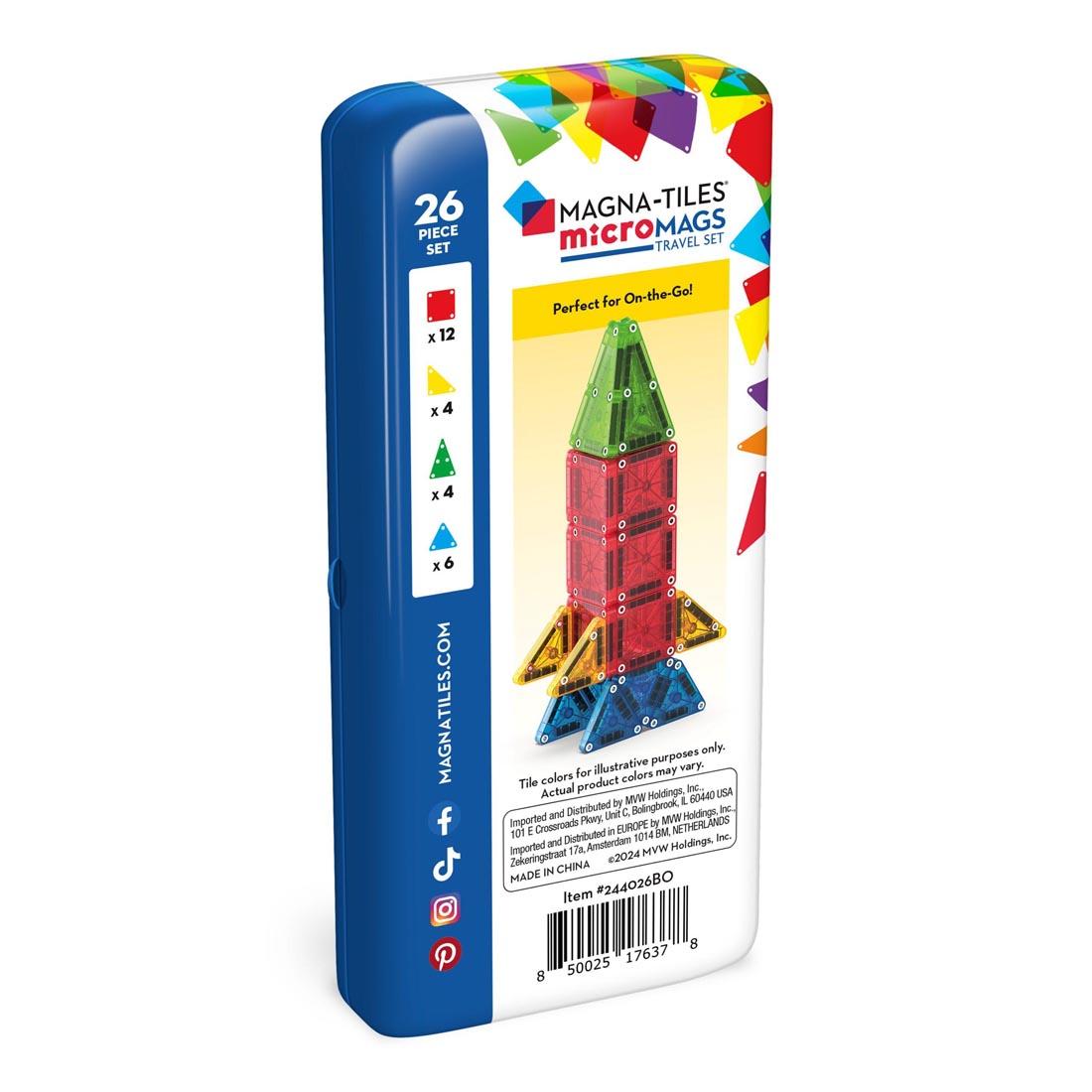Magna-Tiles microMAGS Clear Colors 26-Piece Travel Set package