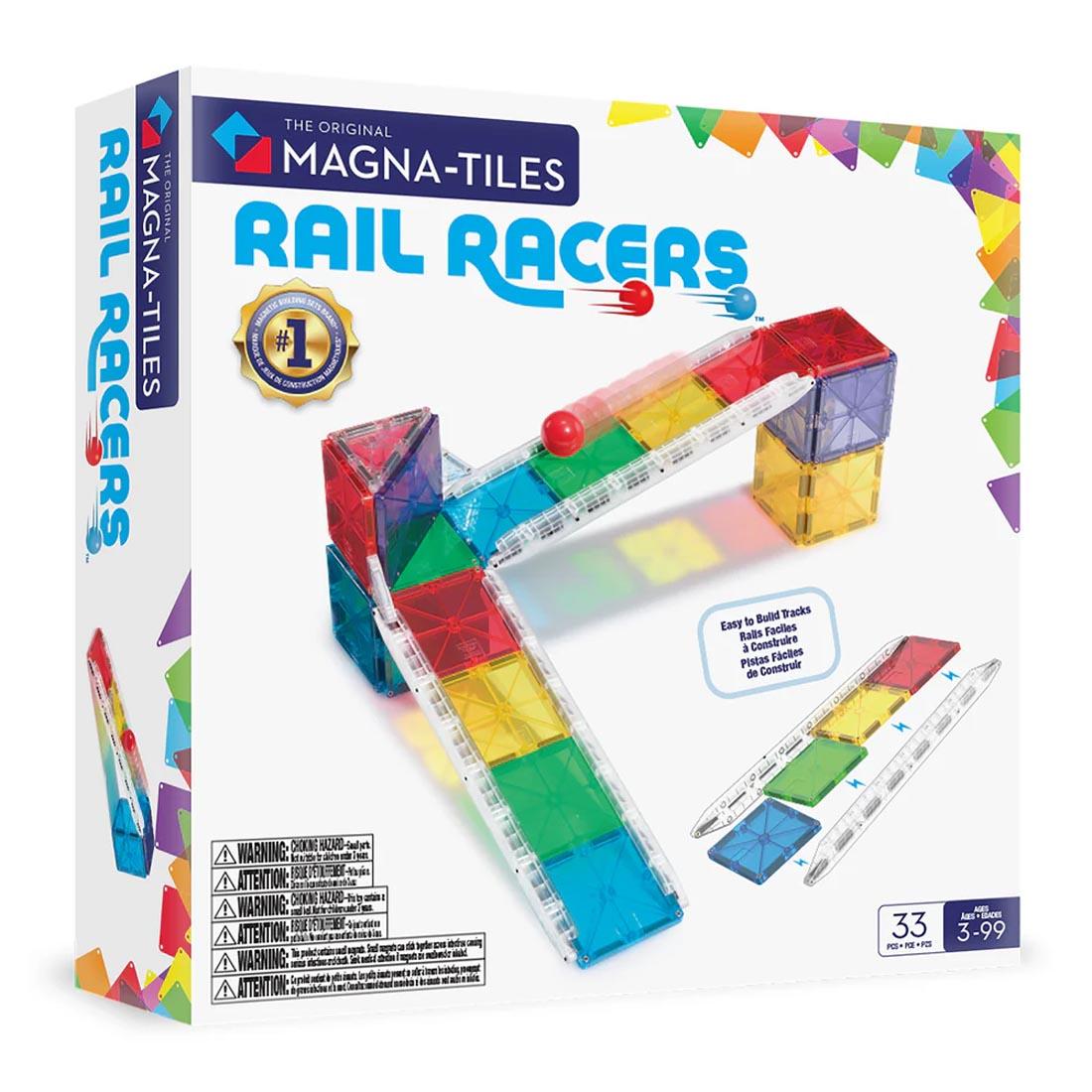Front package of Magna-Tiles Rail Racers 33-Piece Set