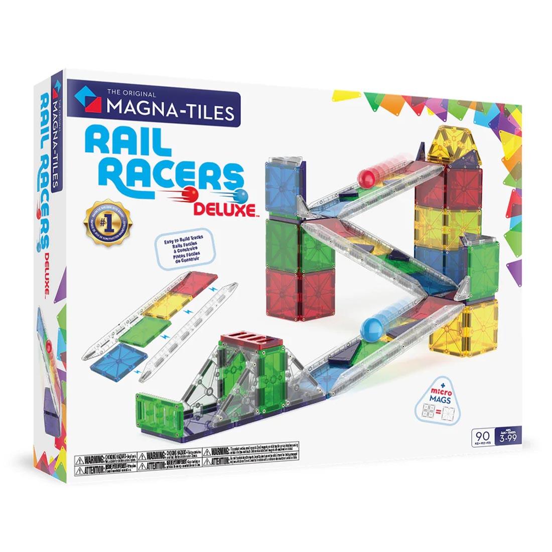 front package Magna-Tiles Rail Racers Deluxe 90-Piece Set