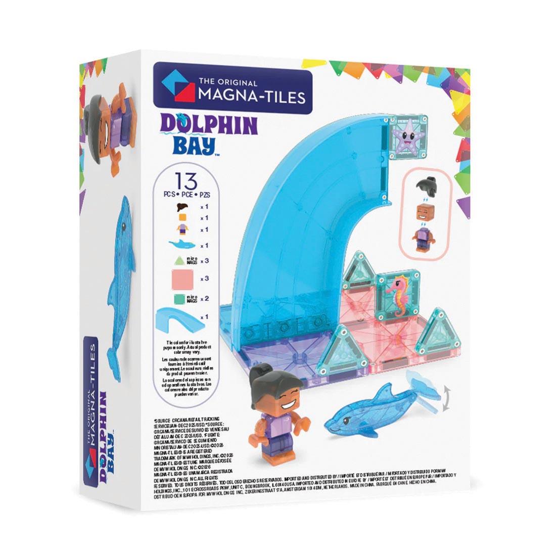 back of package for Magna-Tiles Dolphin Bay 13-Piece Set