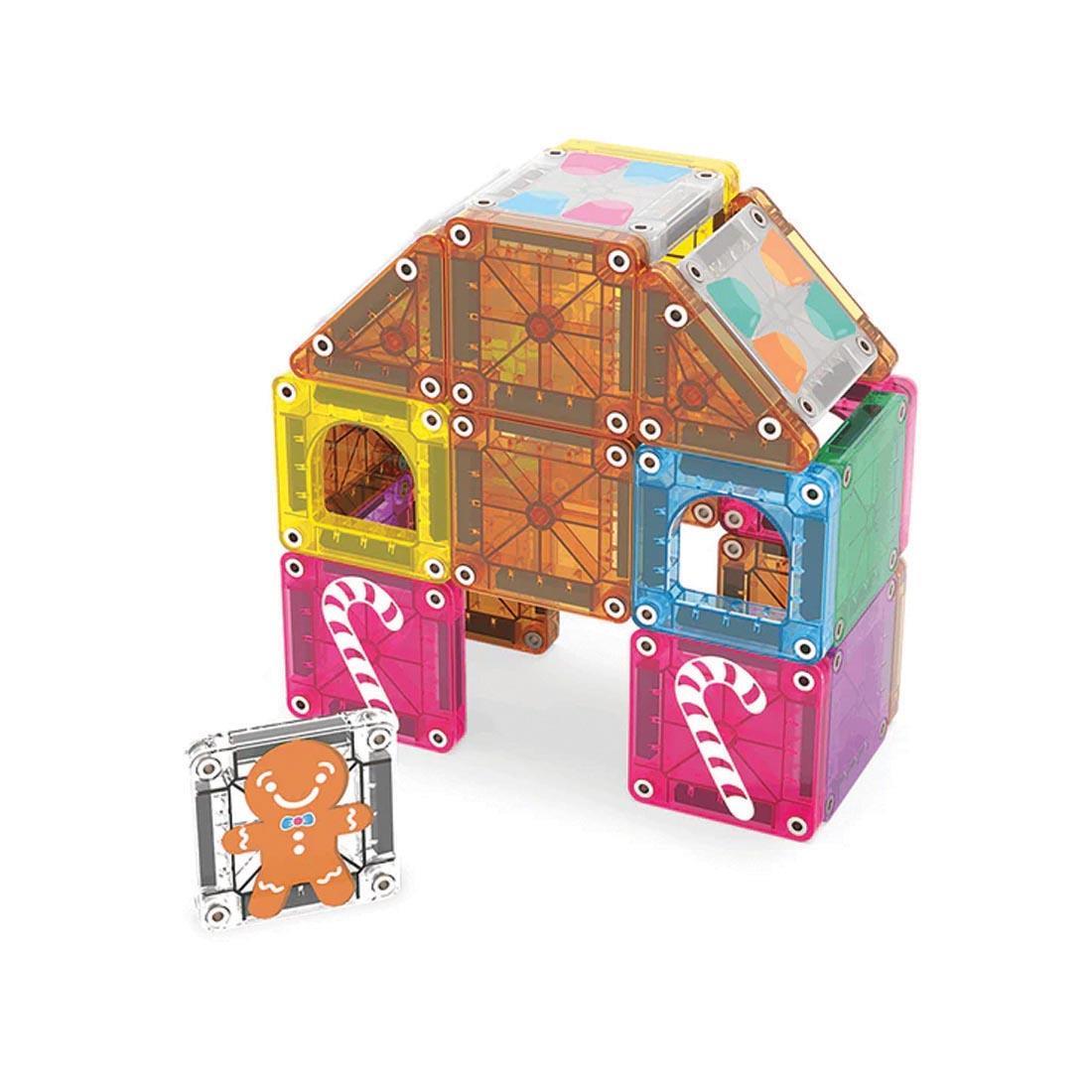structure made with the Magna-Tiles microMAGS Gingerbread House 24-Piece Travel Set
