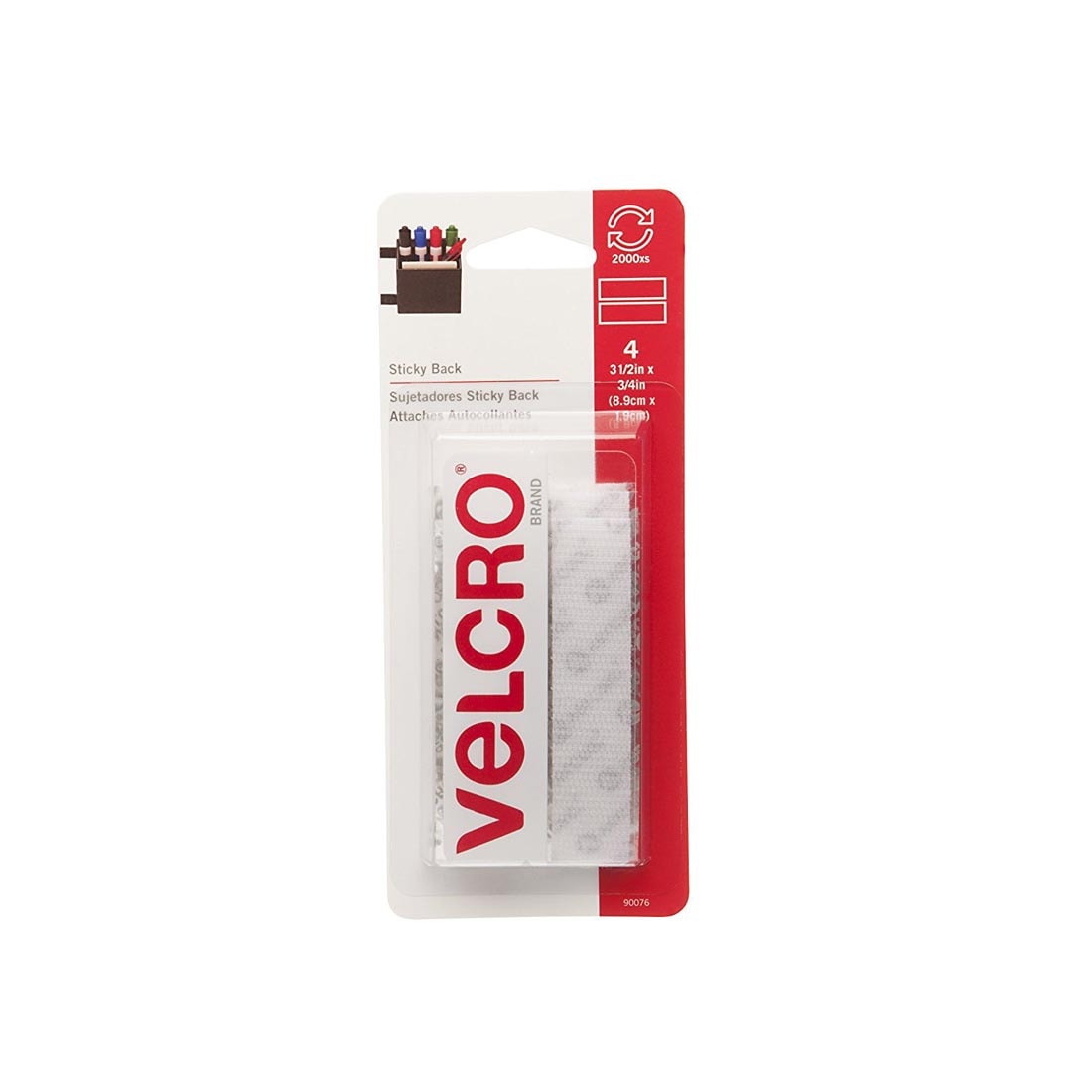 Package of VELCRO Brand Strips White 3-1/2"