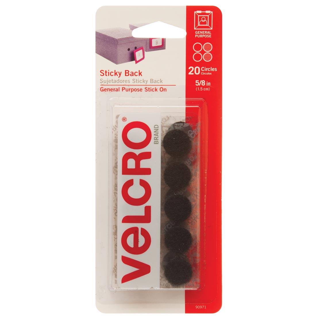 Package of VELCRO Brand Sticky Back Black Coins