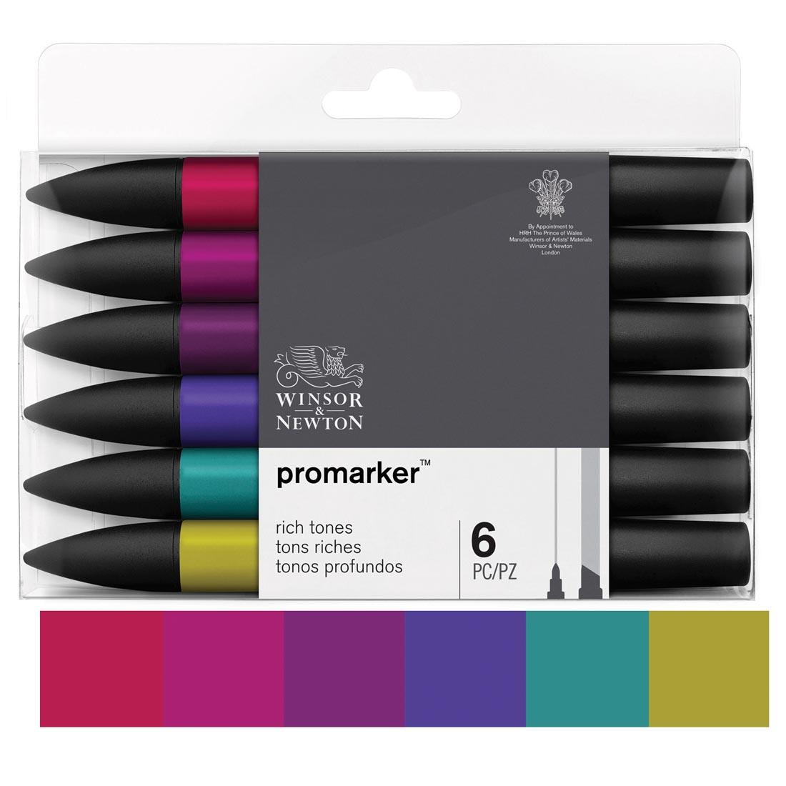 Winsor & Newton ProMarker Set, 6-Markers, Rich Tones 