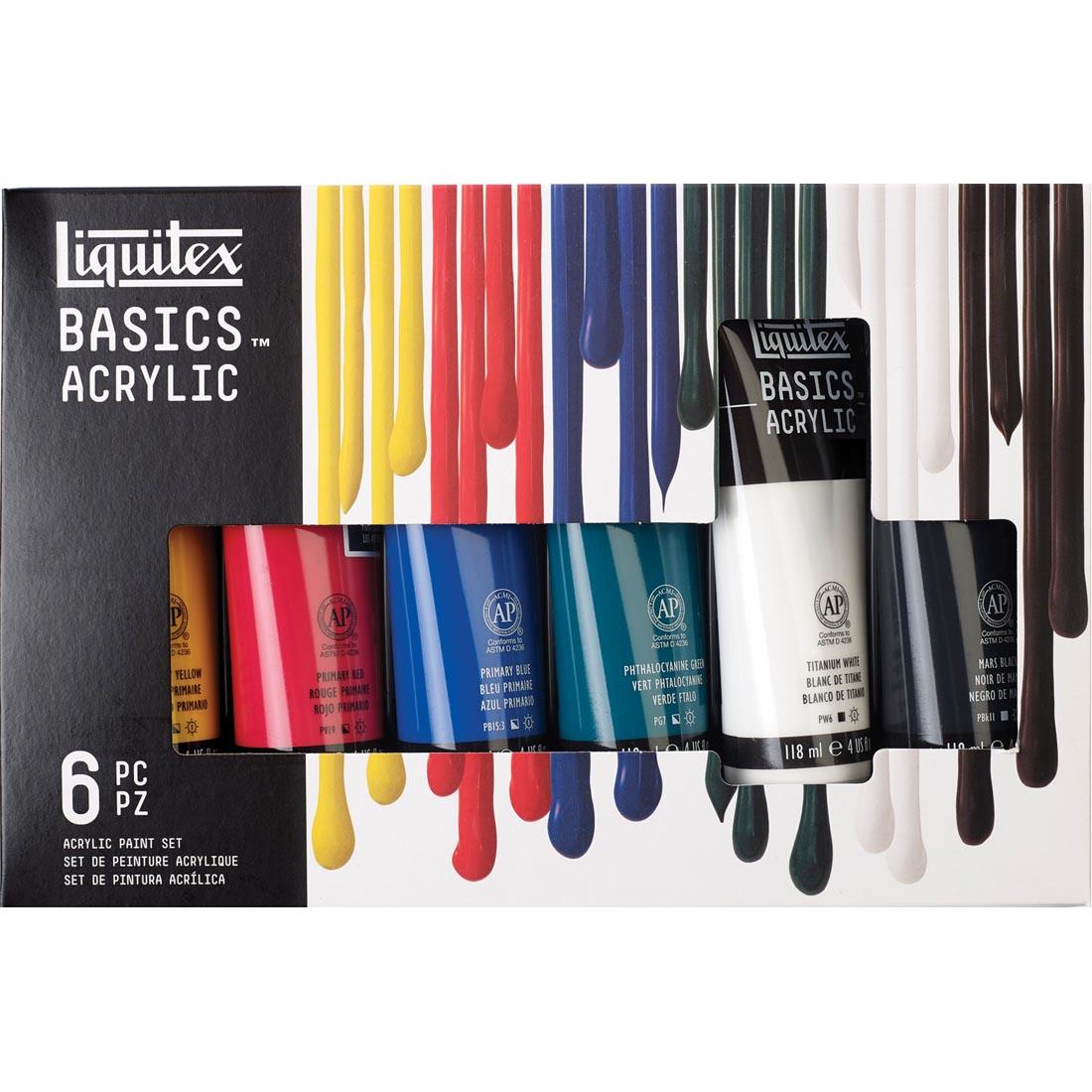 Box of Liquitex Basics Acrylics 6-Color Set