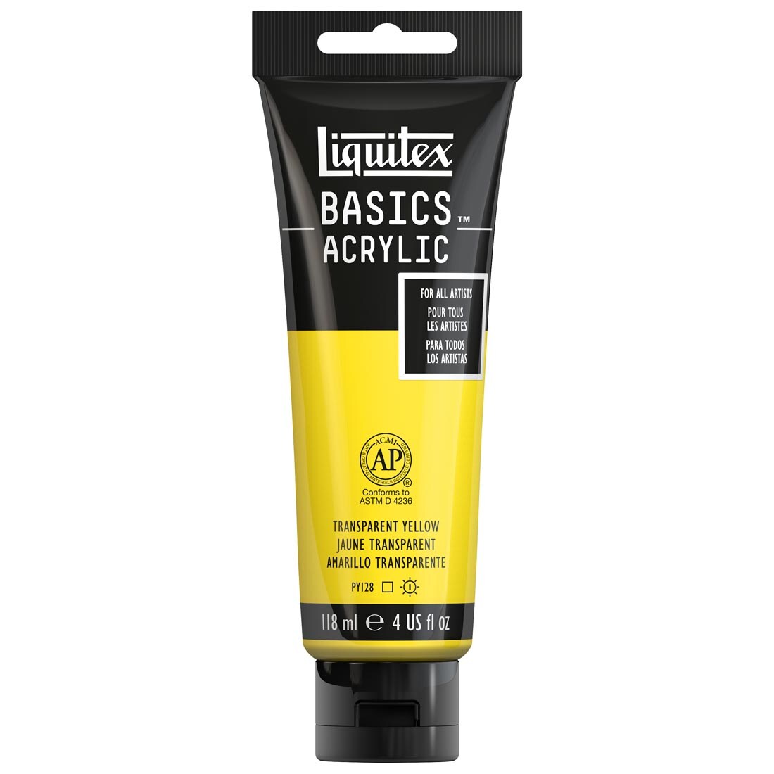 Tube of Transparent Yellow Liquitex Basics Acrylic Paint