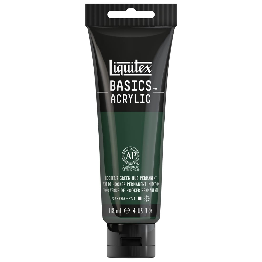 Tube of Hooker's Green Hue Permanent Liquitex Basics Acrylic Paint