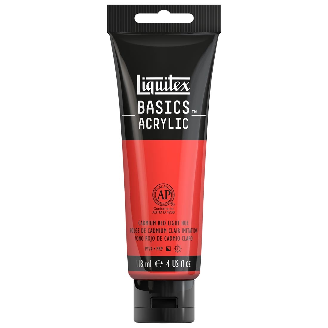 Tube of Cadmium Red Light Hue Liquitex Basics Acrylic Paint