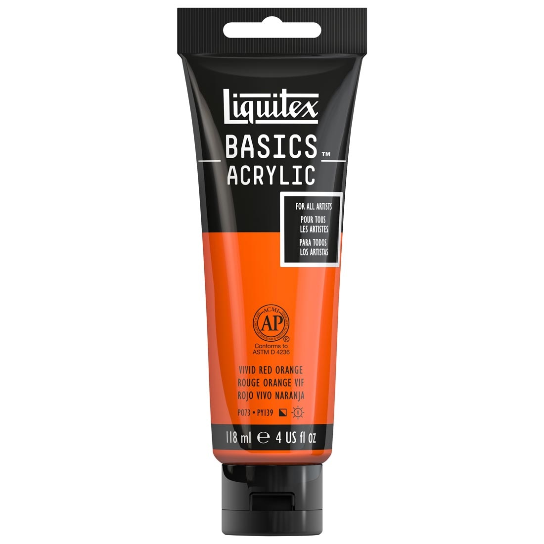 Tube of Vivid Red Orange Liquitex Basics Acrylic Paint