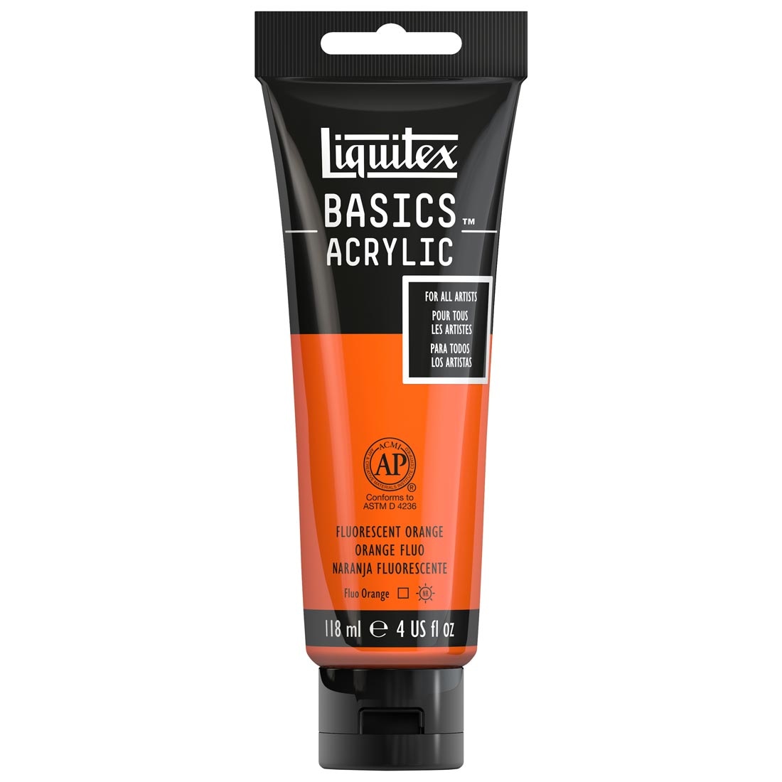 Tube of Fluorescent Orange Liquitex Basics Acrylic Paint