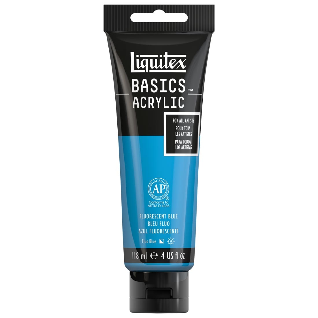 Tube of Fluorescent Blue Liquitex Basics Acrylic Paint