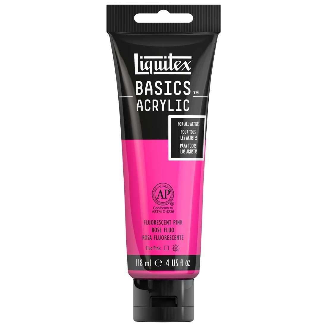 Tube of Fluorescent Pink Liquitex Basics Acrylic Paint