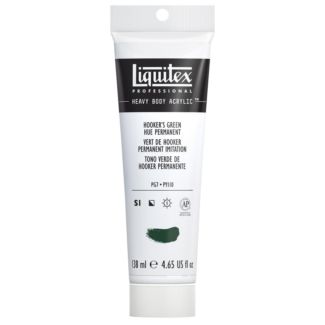 4.65 oz. Tube of Hooker's Green Hue Permanent Liquitex Professional Heavy Body Acrylic