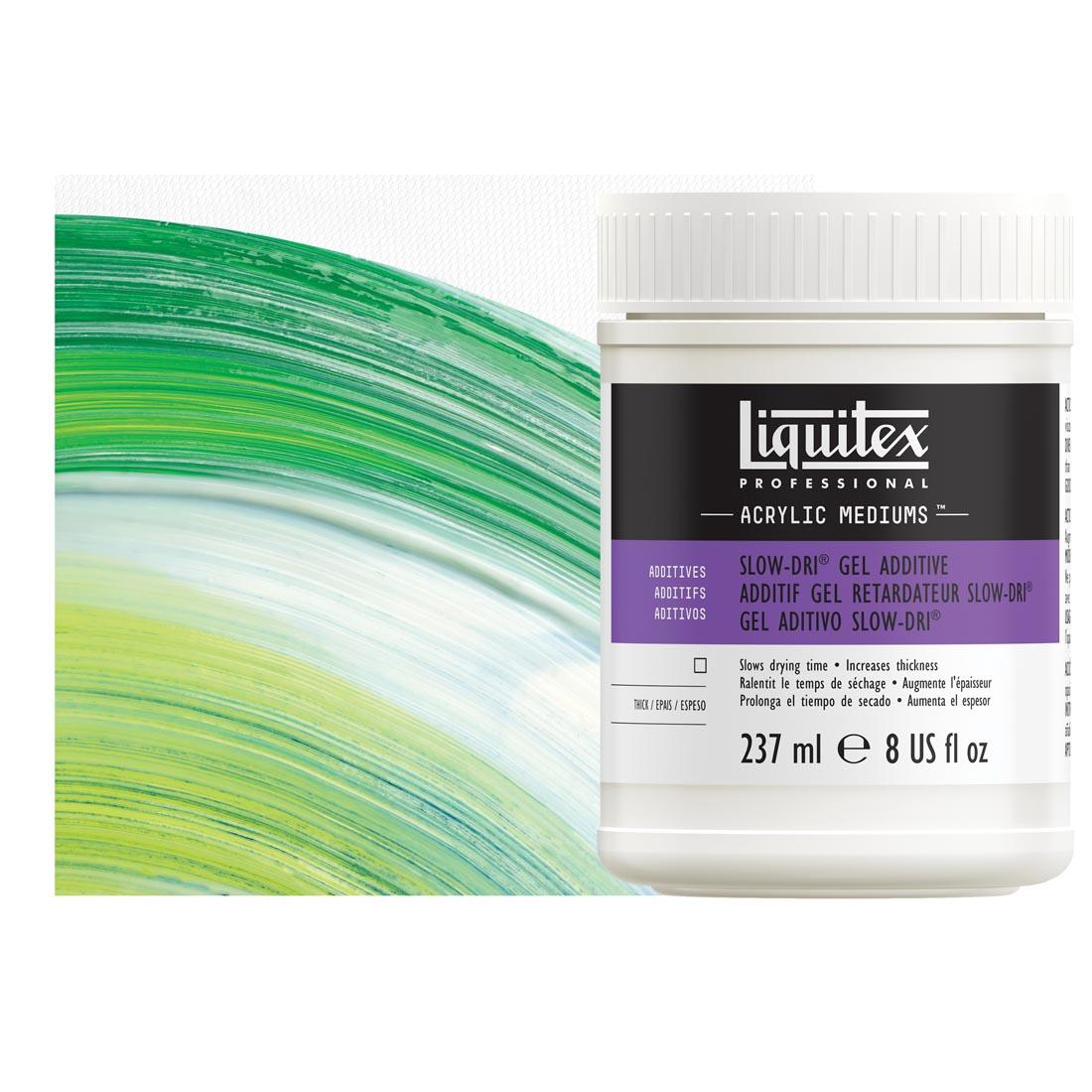 Liquitex Slow-Dri Gel Additive with sample swatch in background