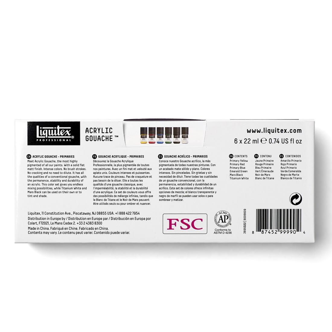 Liquitex Professional - assortiment de 6 flacons 59ml d'acrylique Liquitex Professional - assortiment de 6 flacons 59ml d'acrylique