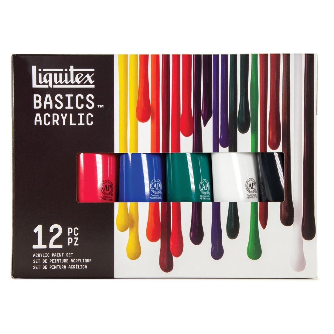 package of Liquitex Basics Acrylics 12-Color 4 oz. Tube Set