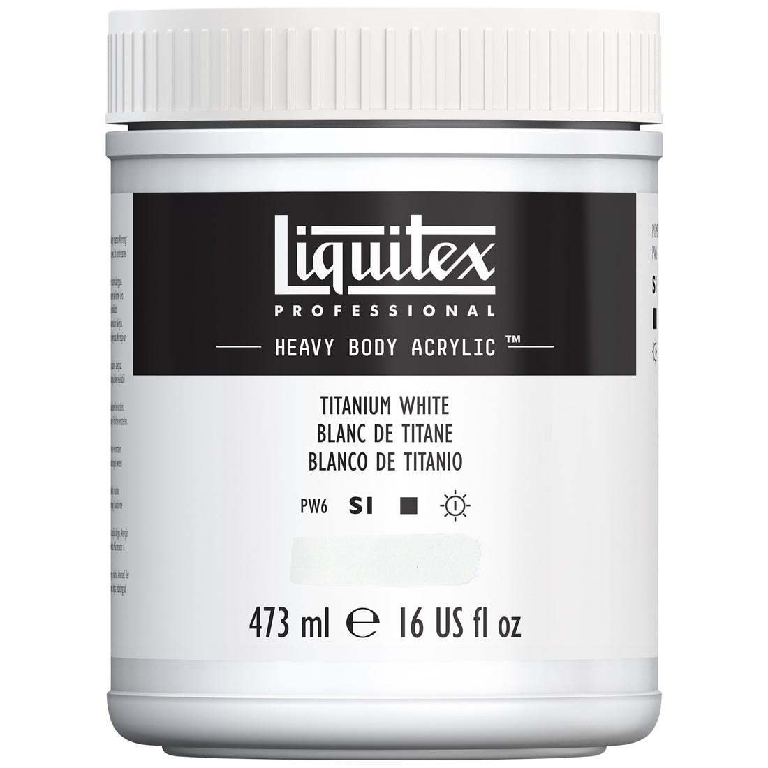 jar of Titanium White Liquitex Heavy Body Professional Acrylic Artist Colors, 16 oz.