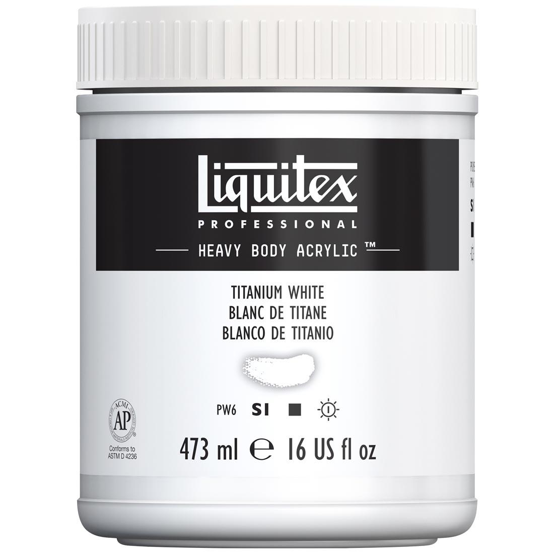 jar of Titanium White Liquitex Heavy Body Professional Acrylic Artist Colors, 16 oz.