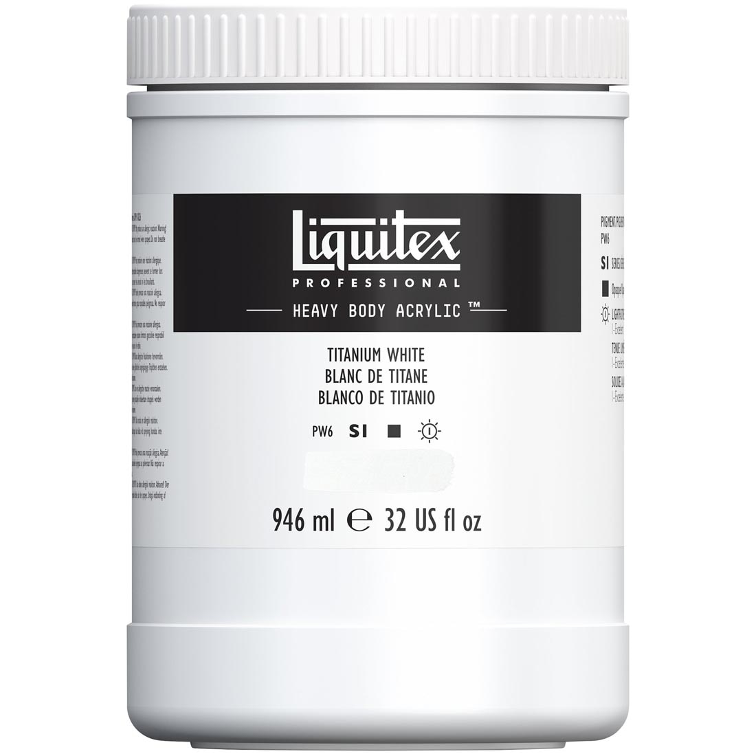jar of Titanium White Liquitex Heavy Body Professional Acrylic Artist Colors, 32 oz.