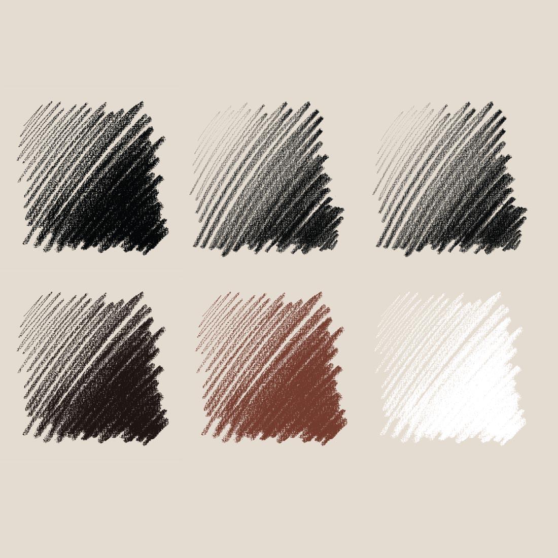 sample swatches of Conte Sketching Pencils 6-color set