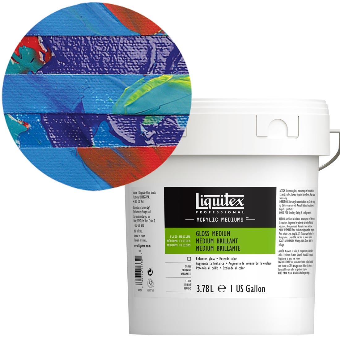 Liquitex Gloss Medium, gallon pail, with sample swatch