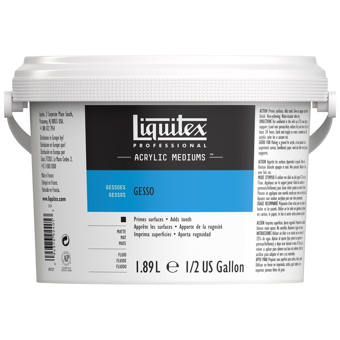 1/2 gallon pail of white Liquitex Acrylic Gesso
