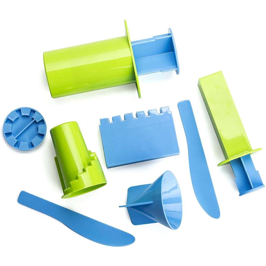 Set of molds and tools to build castles with sand or kinetic sand