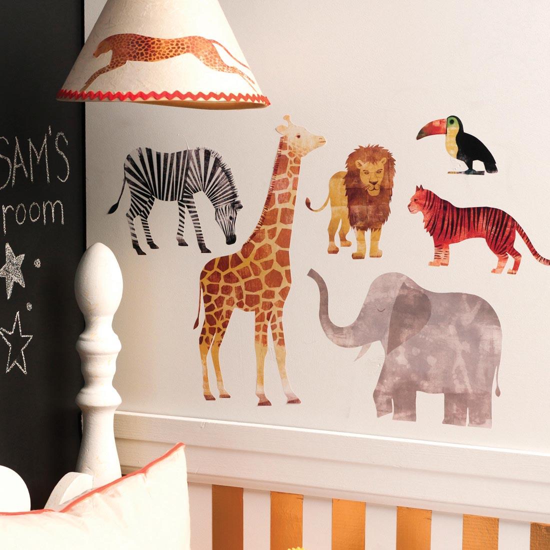 Wallies Wild Animals! Vinyl Decals on a child's bedroom wall