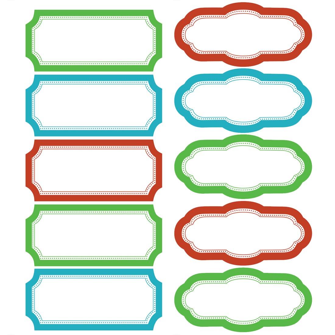 10 Wallies Dry Erase Colored Labels, in 2 styles and 3 colors