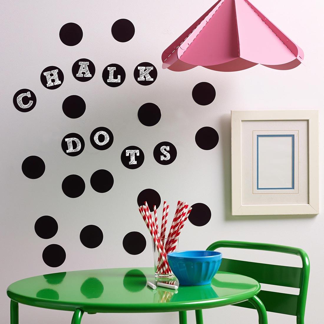 Wallies Chalkboard Dots shown on a wall