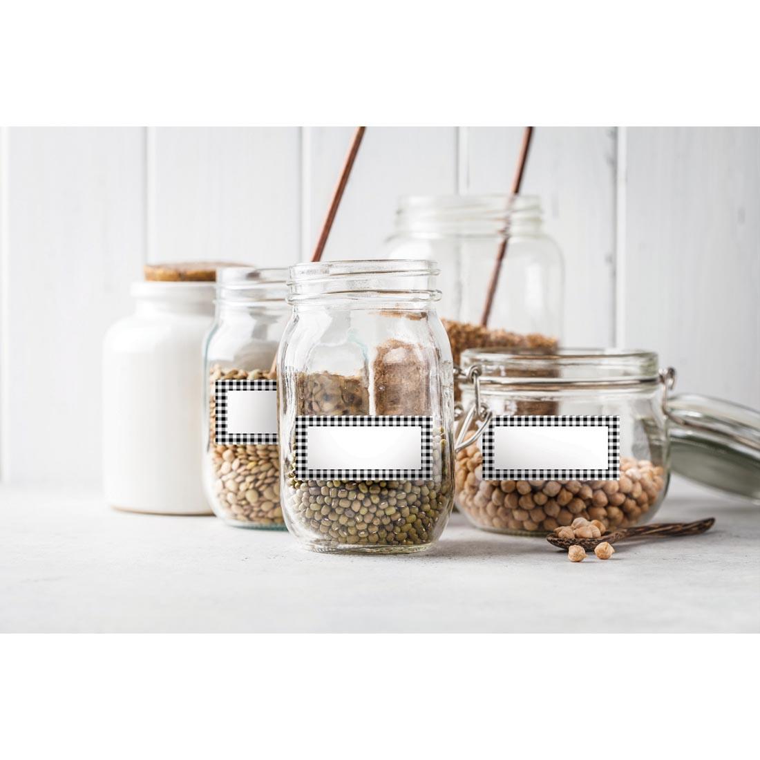 food jars applied with Wallies Square & Rectangle Dry Erase Labels