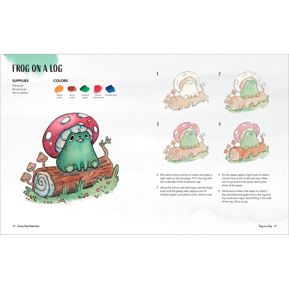 2 pages from Creepy Cute Watercolor Book
