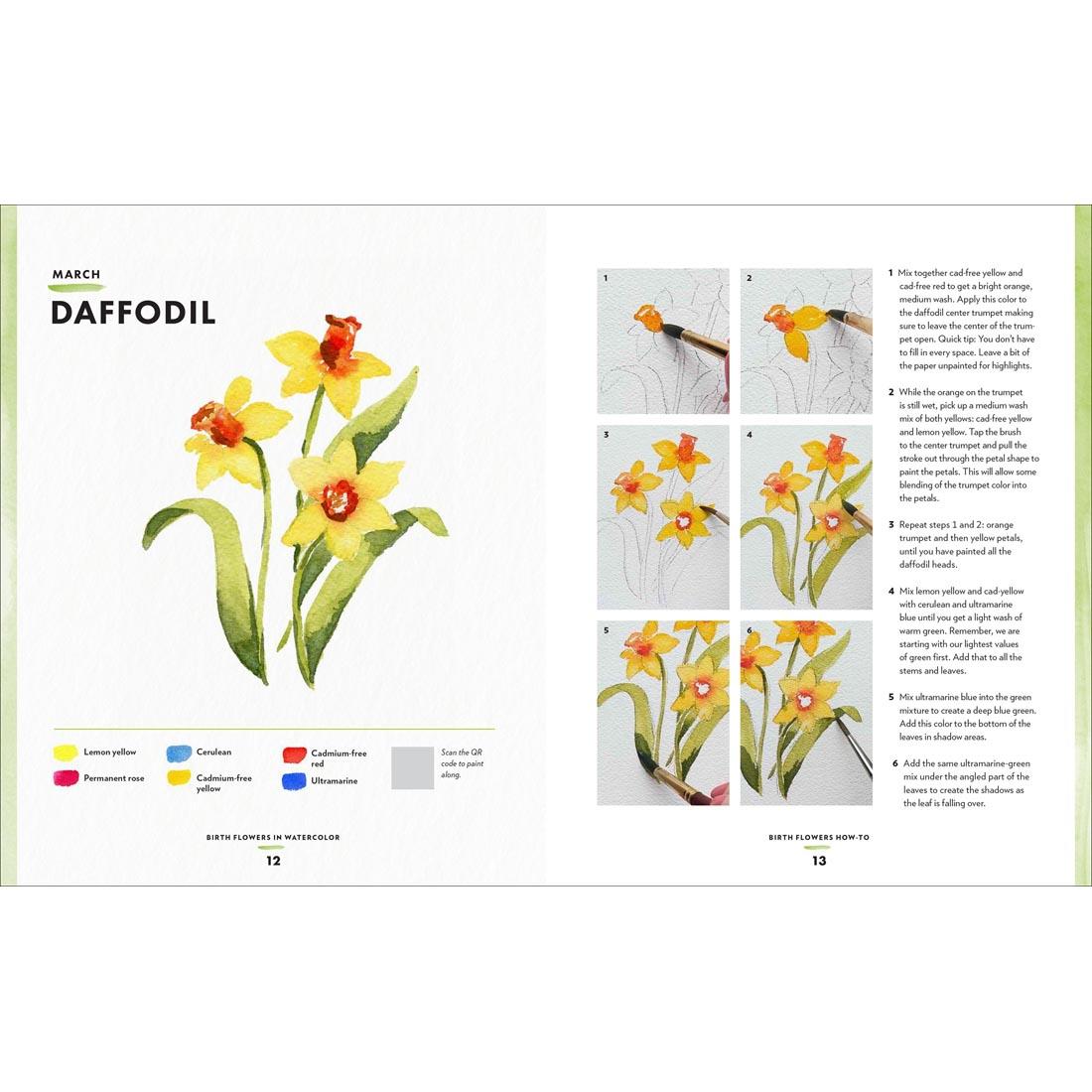 2 pages from the Birth Flowers in Watercolor Book
