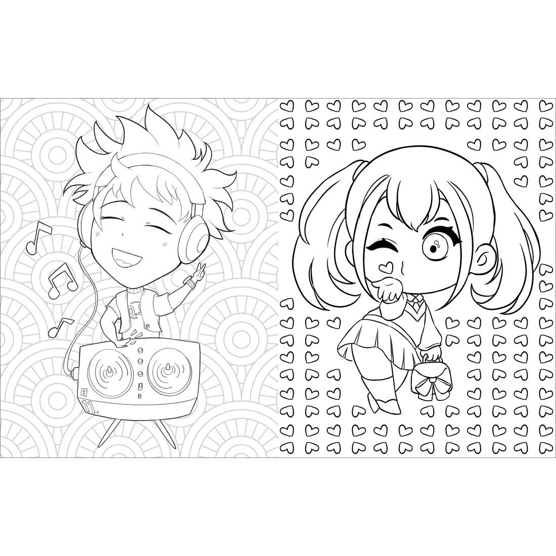 2 pages from The Big Book Of Kawaii Manga World Coloring