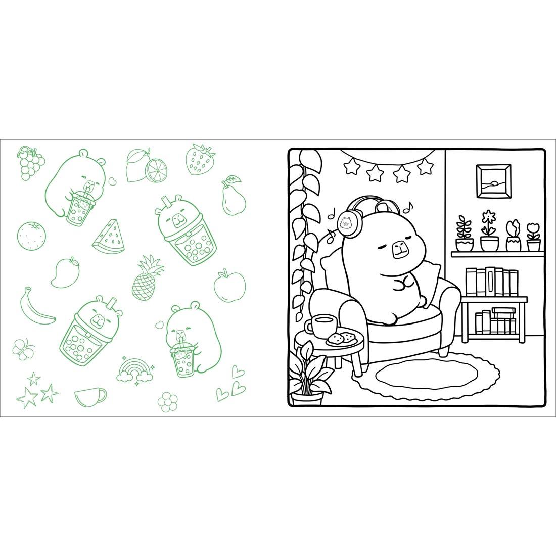 pages from Cozy Capy Cuddles Coloring Book