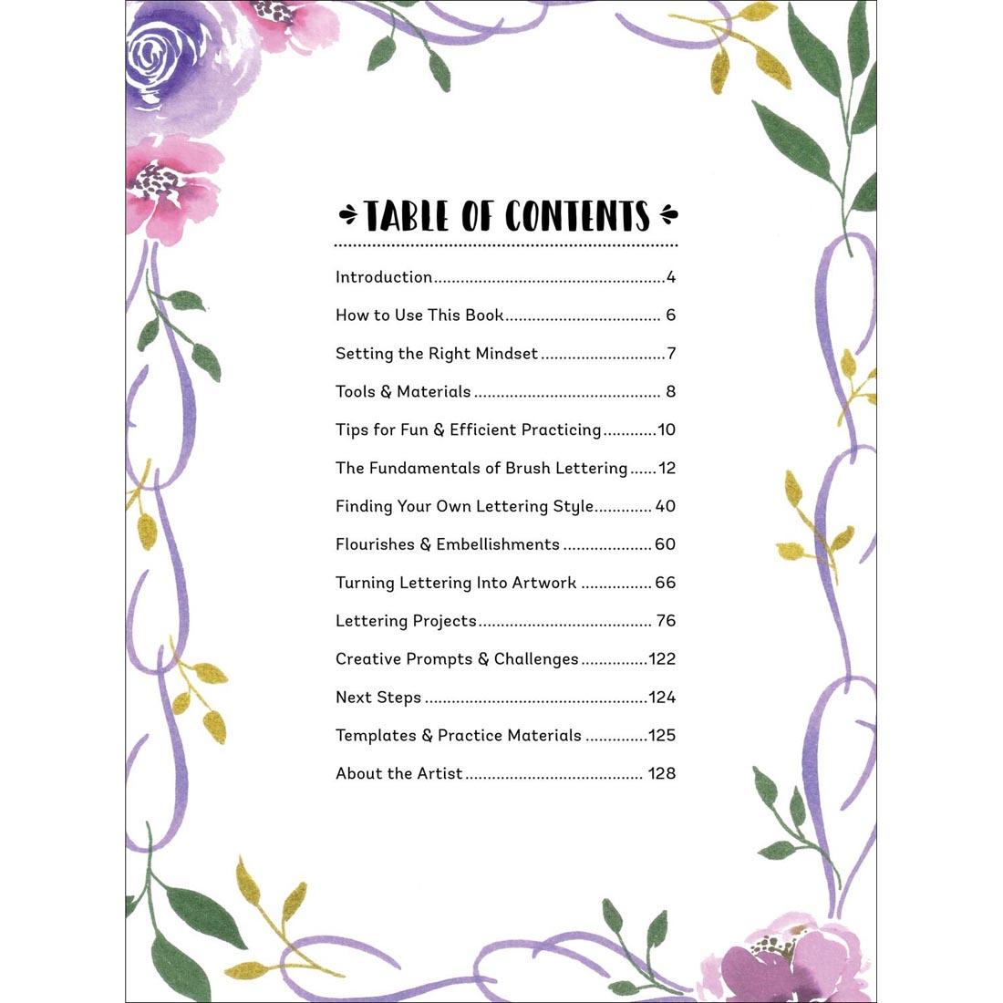 Table of Contents for Modern Calligraphy: Learn The Beautiful Art Of Brush Lettering Book