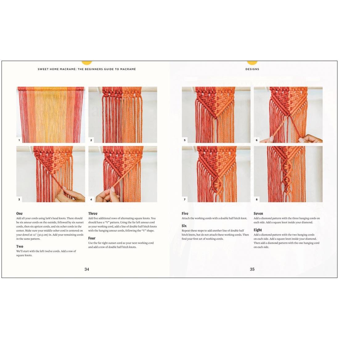 2 pages from the book Sweet Home Macrame: A Beginner's Guide to Macrame