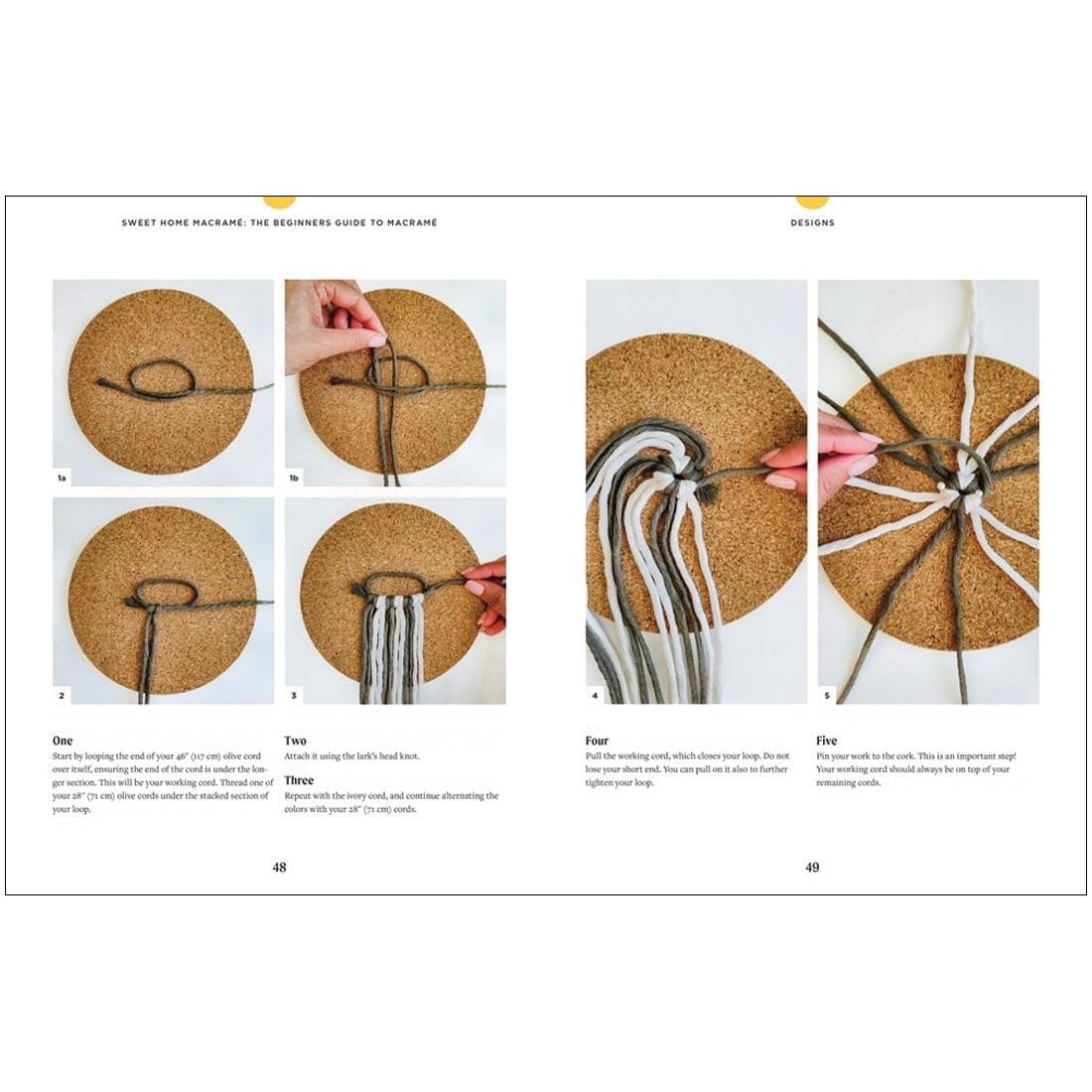 2 pages from the book Sweet Home Macrame: A Beginner's Guide to Macrame