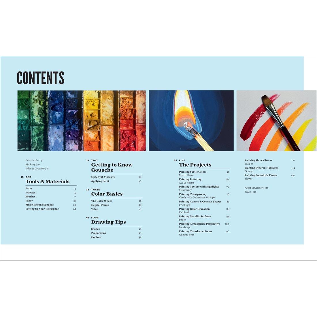 Table of Contents for Gouache for Beginners: Simple, Stunning & Realistic Projects book
