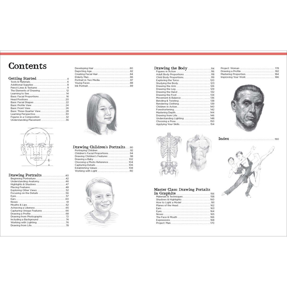 table of contents for the Big School of Drawing People Book