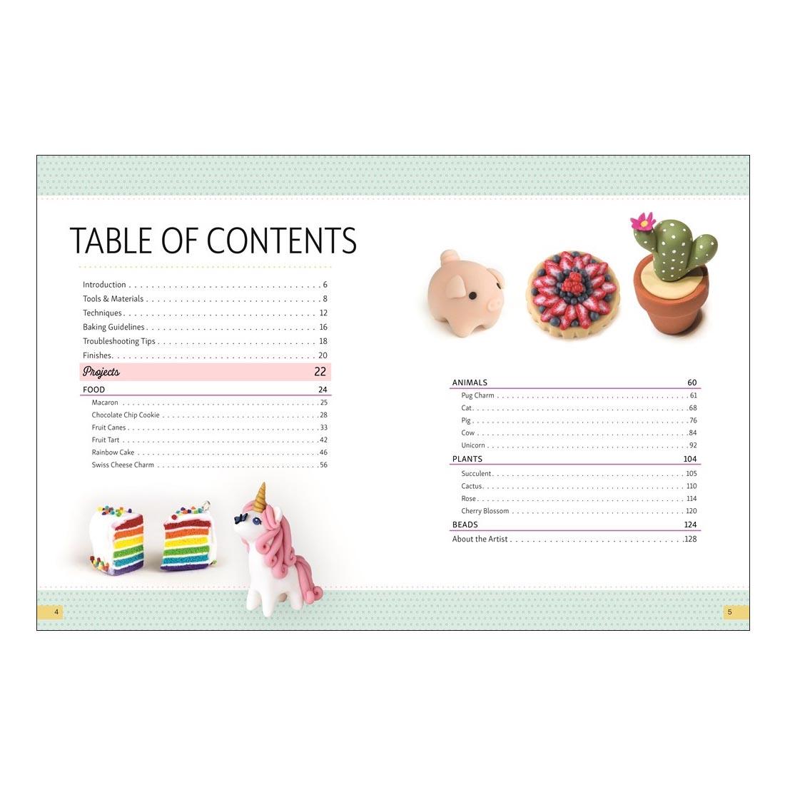 table of contents from Polymer Clay For Beginners