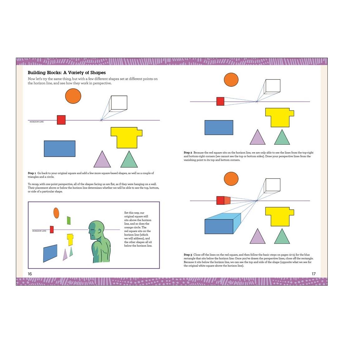 sample pages from Mastering Perspective, topic of building blocks: a variety of shapes